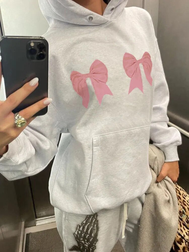 Harajuku Coquette Aesthetic Bow Oversized Hoodie