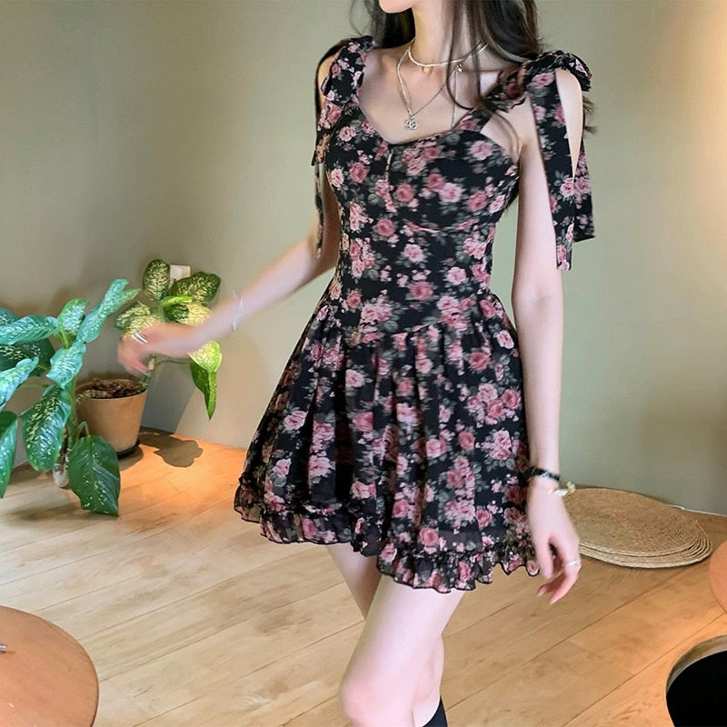 Soft Girl Aesthetic Floral Mini Dress