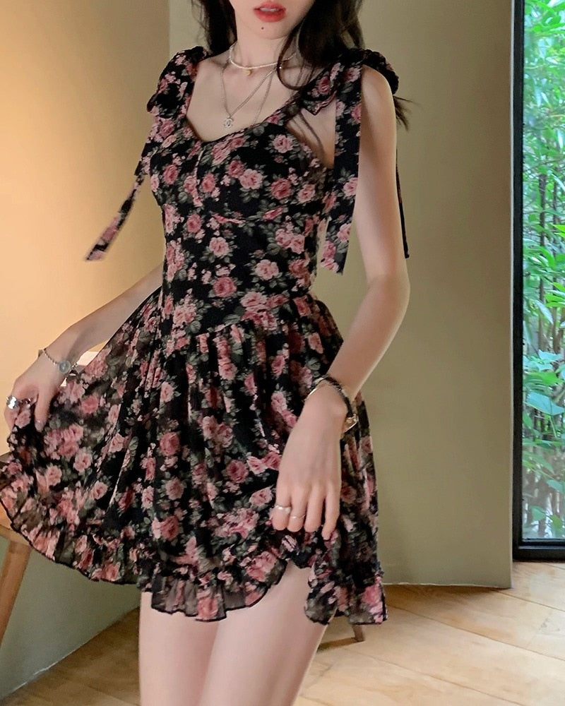 Soft Girl Aesthetic Floral Mini Dress