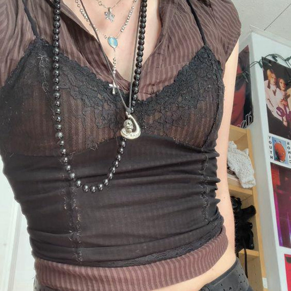 Lace See-through Cami Tank Top