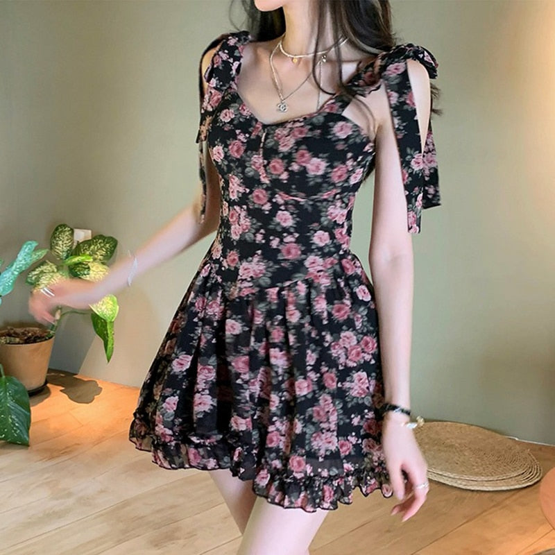 Soft Girl Aesthetic Floral Mini Dress