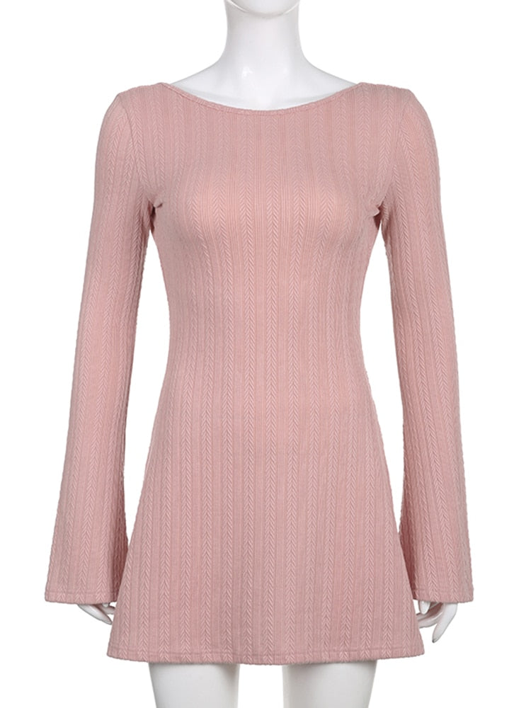 Soft Girl Backless Knitted Dress