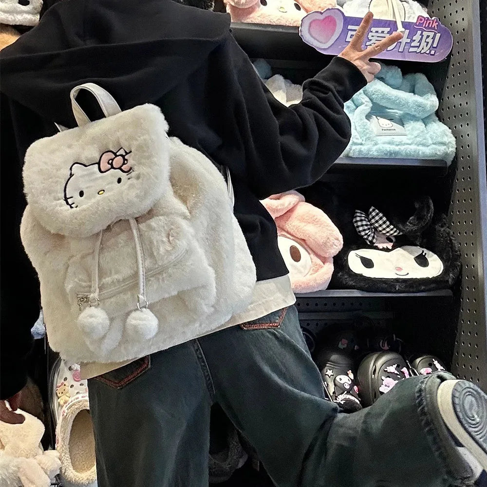 Fuzzy Kawaii Pompom Backpacks