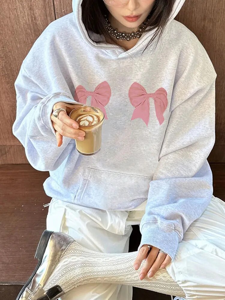 Harajuku Coquette Aesthetic Bow Oversized Hoodie