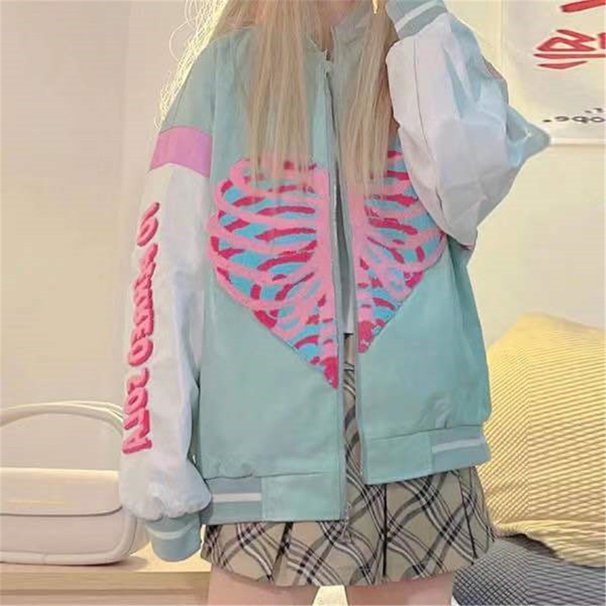 Emo Scene Queen Pastel Bone Heart Hoodie