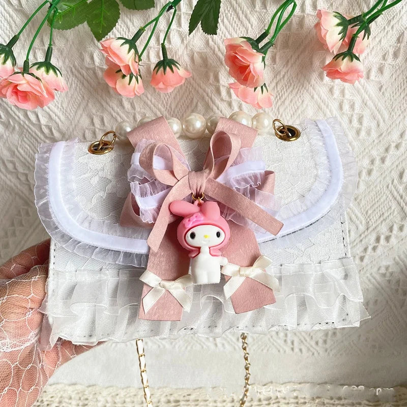 Chiffon & Lace Kawaii Purse Pink