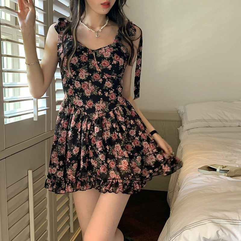 Soft Girl Aesthetic Floral Mini Dress