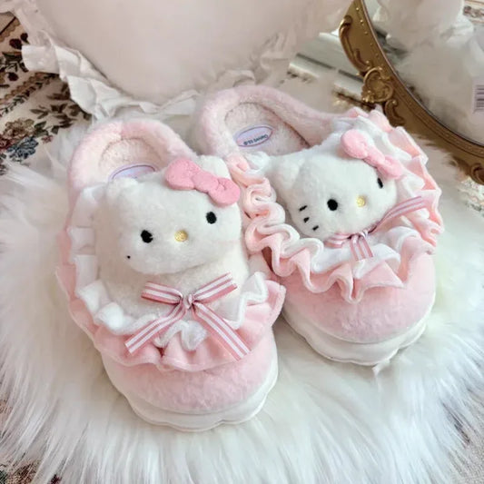 Fuzzy Friends Kawaii Slippers Pink Cat