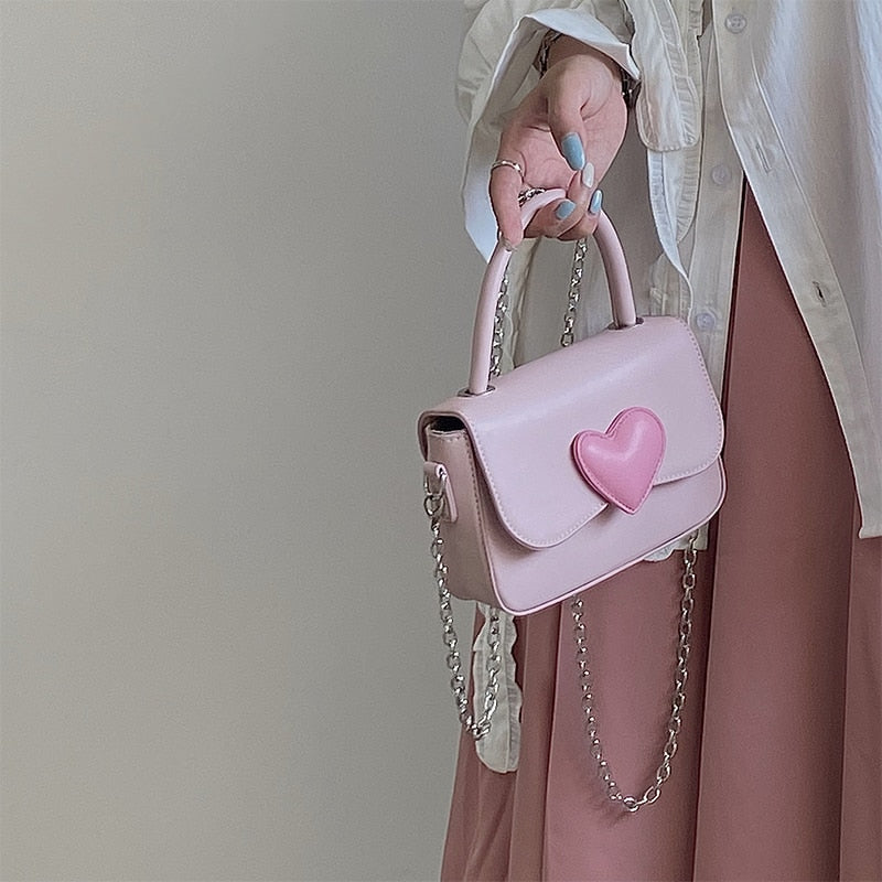 Dollette Kawaii Pink Heart Girly Handbag