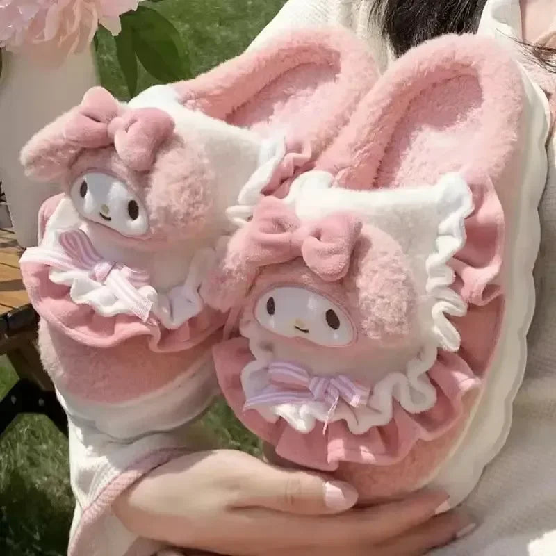 Fuzzy Friends Kawaii Slippers Pink Bunny