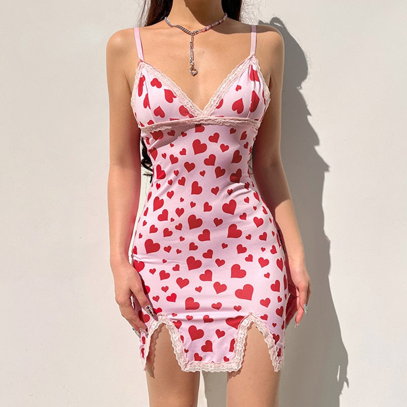 Y2K Valentines Hearts Mini Dress