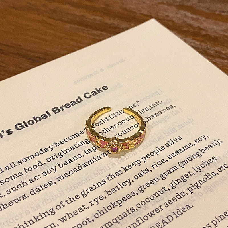 camellia butterfly kawaii ring