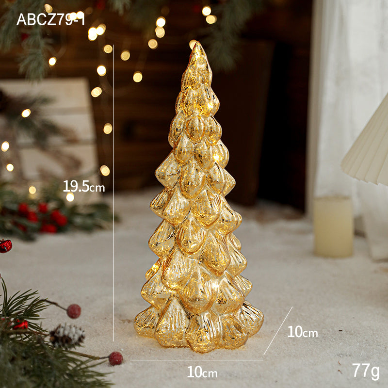 mini luminous glass Christmas tree decoration