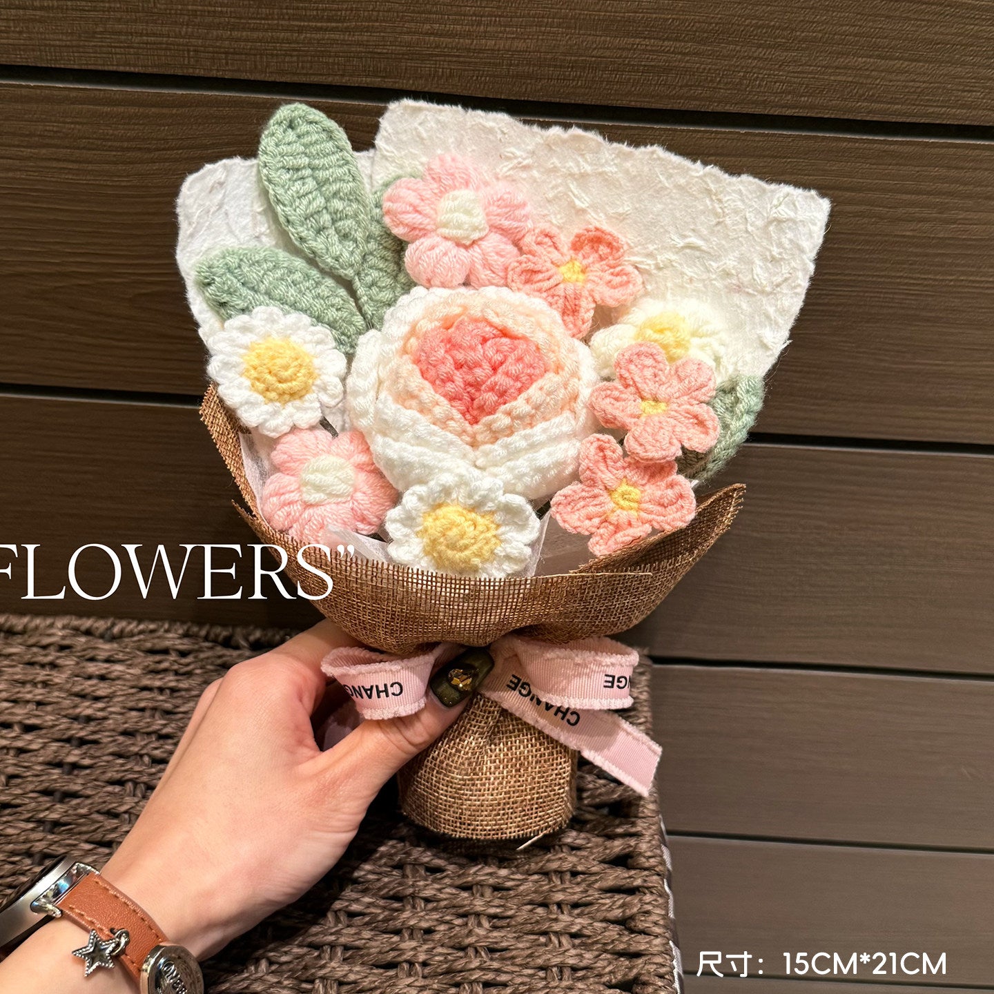 Valentine's Day hand-knitted bouquet