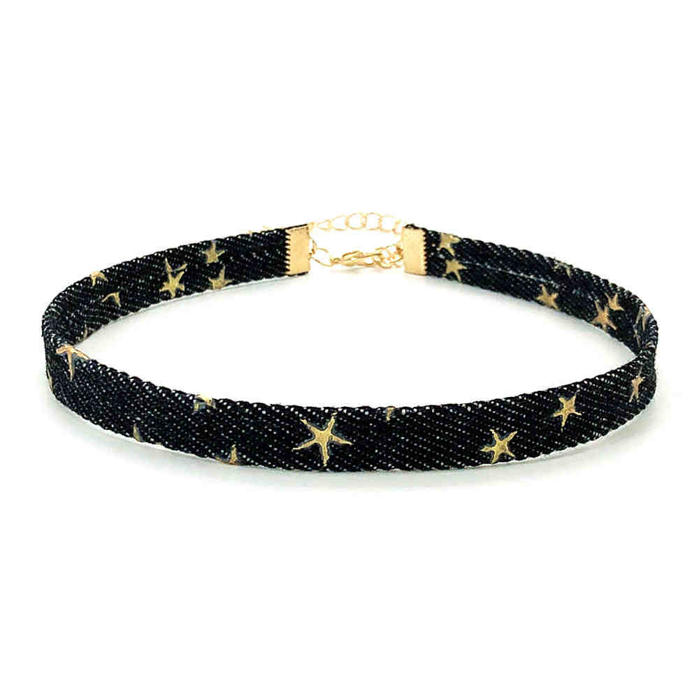 Y2K Denim Star Chain Choker