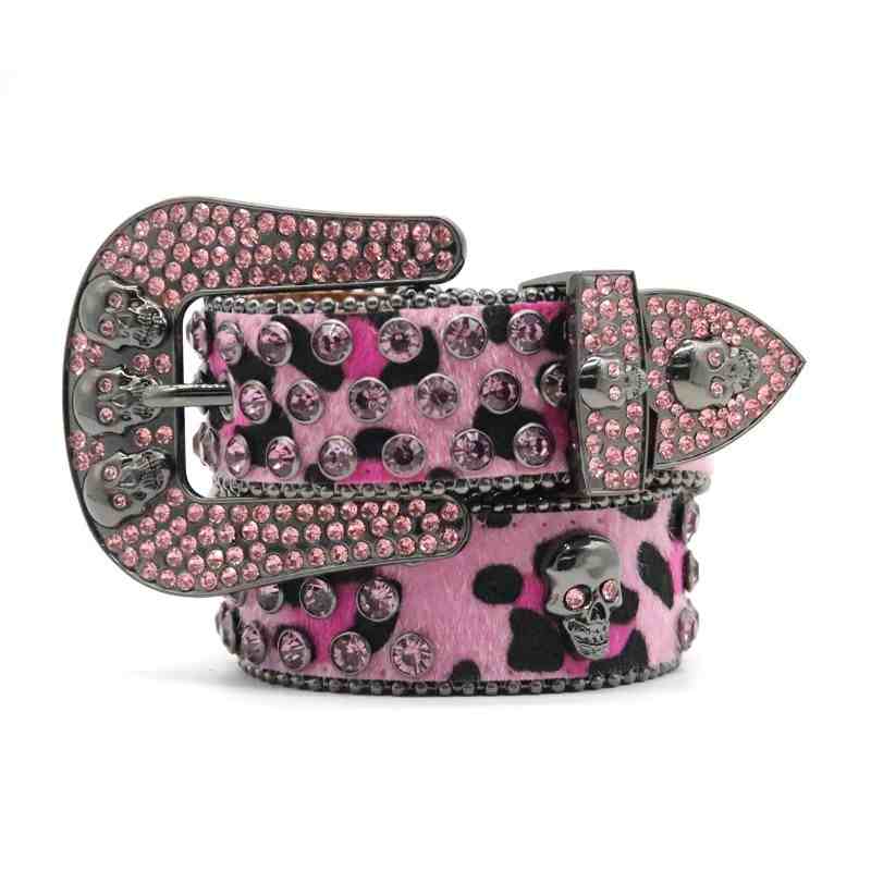 Y2K Pink Leopard Rhinestones Belt