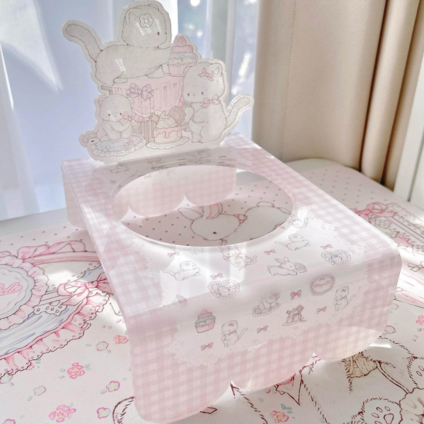 pink girly acrylic Pet bowl rack