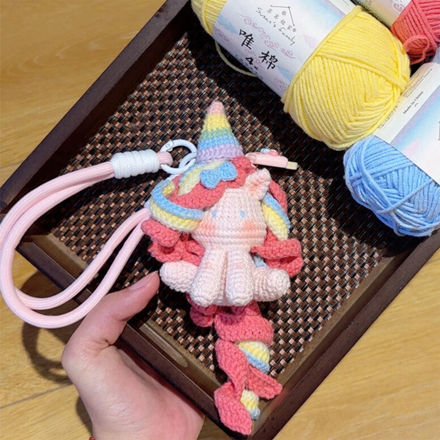 Wool diy cute Pony doll pendant
