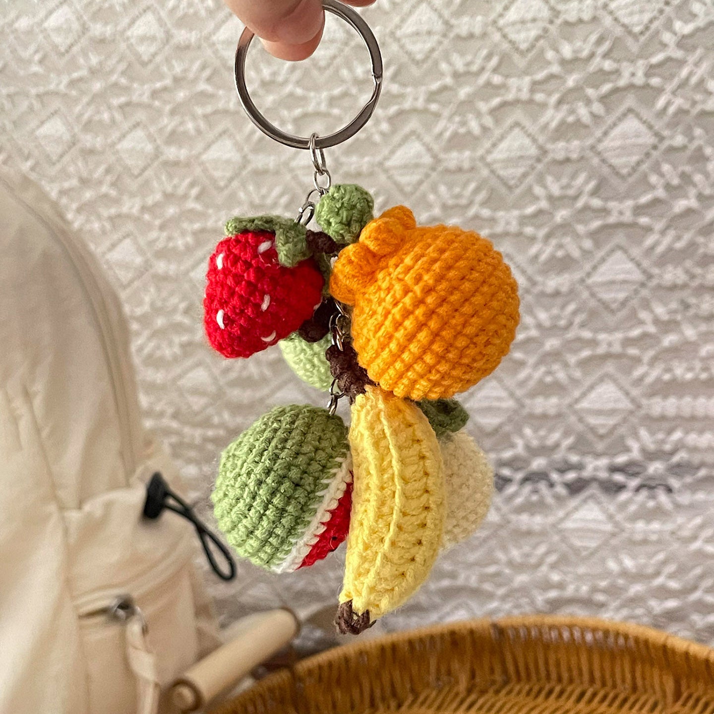 diy crocheted bunch of fruit pendant kit