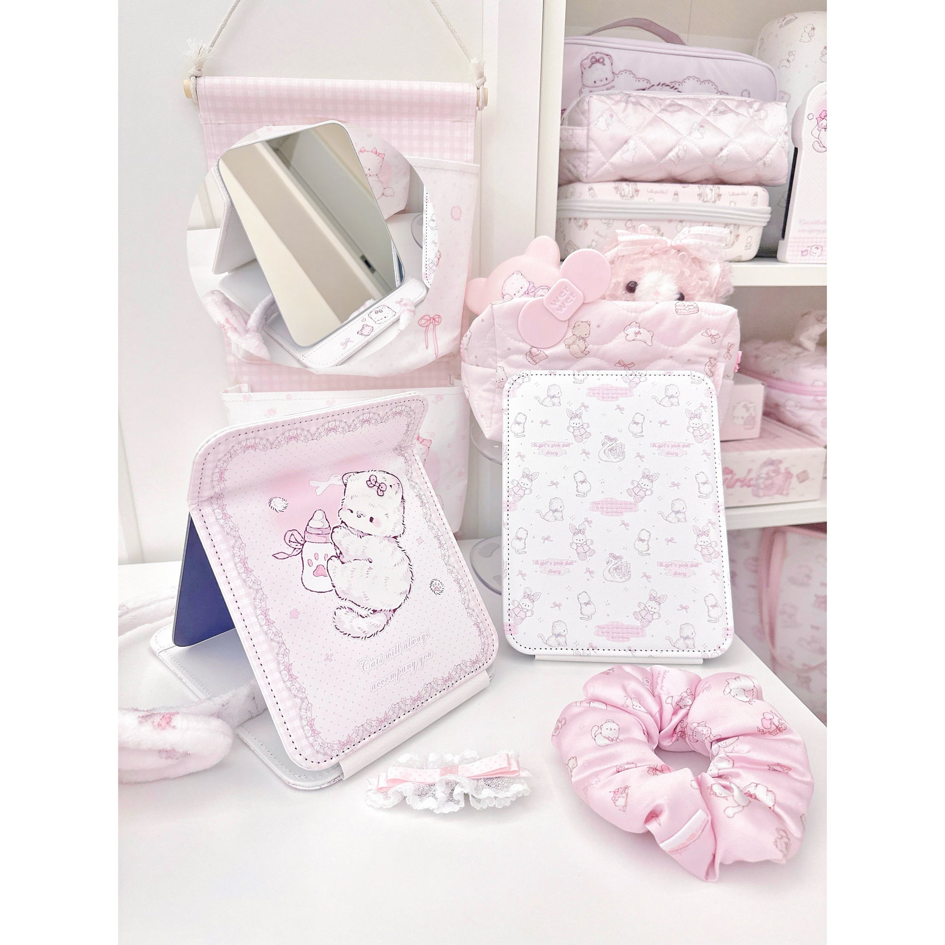 kawaii portable folding makeup mirror