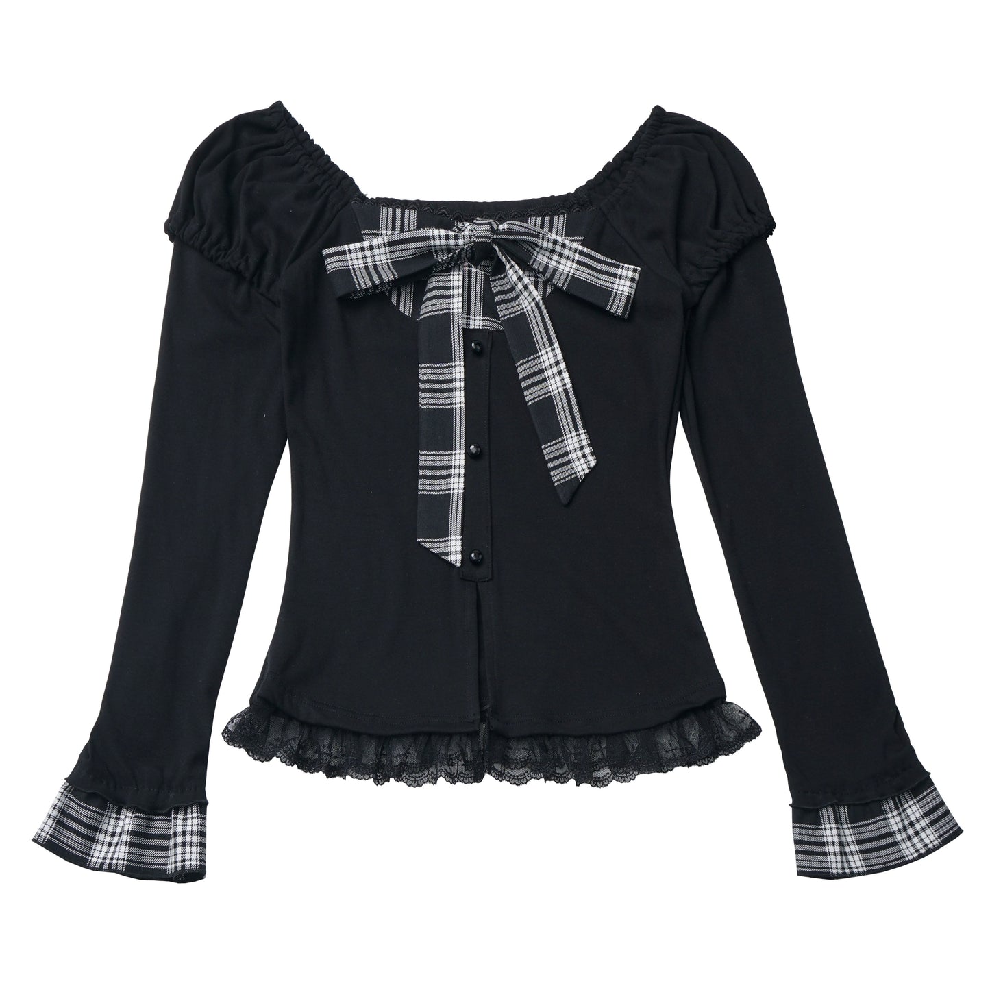 dark coquette plaid bow coord