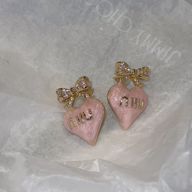 heart bow kawaii earrings