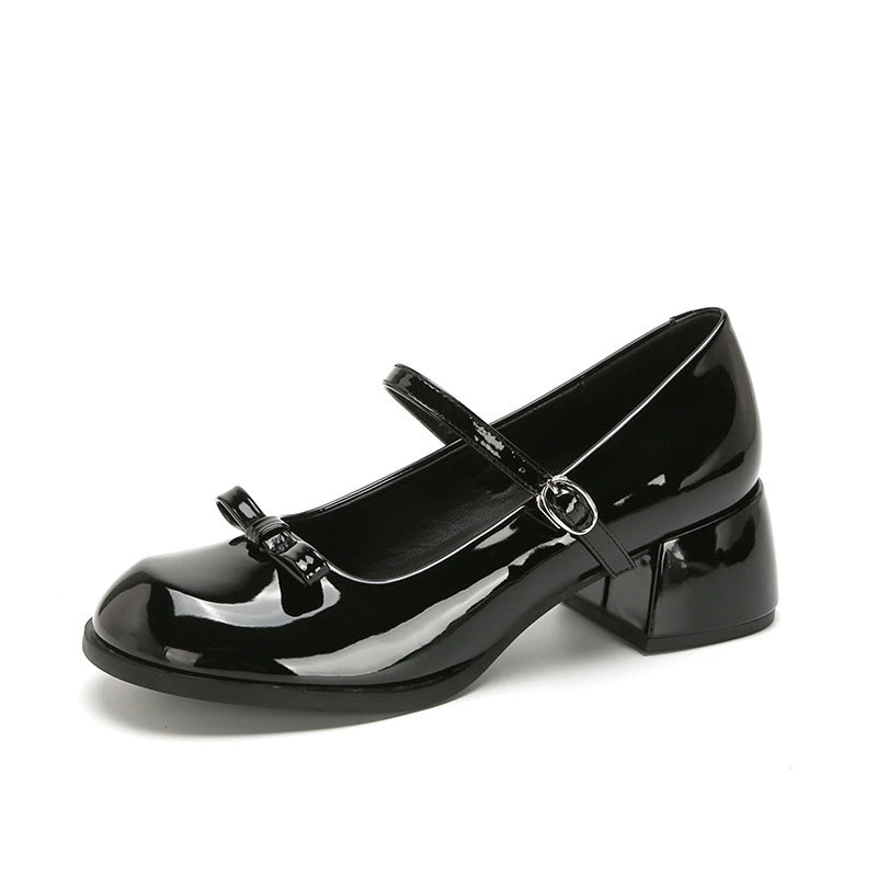 French Vintage Chunky Heel Mary Janes