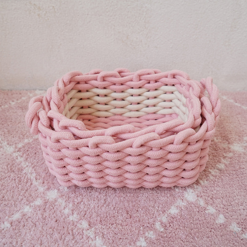 Pink Cotton rope storage basket