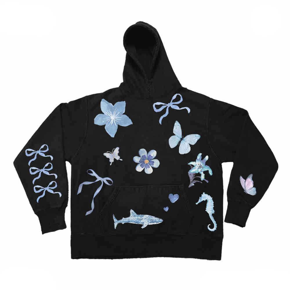 Preppy Coastal Butterfly Hoodie Sweatshirt