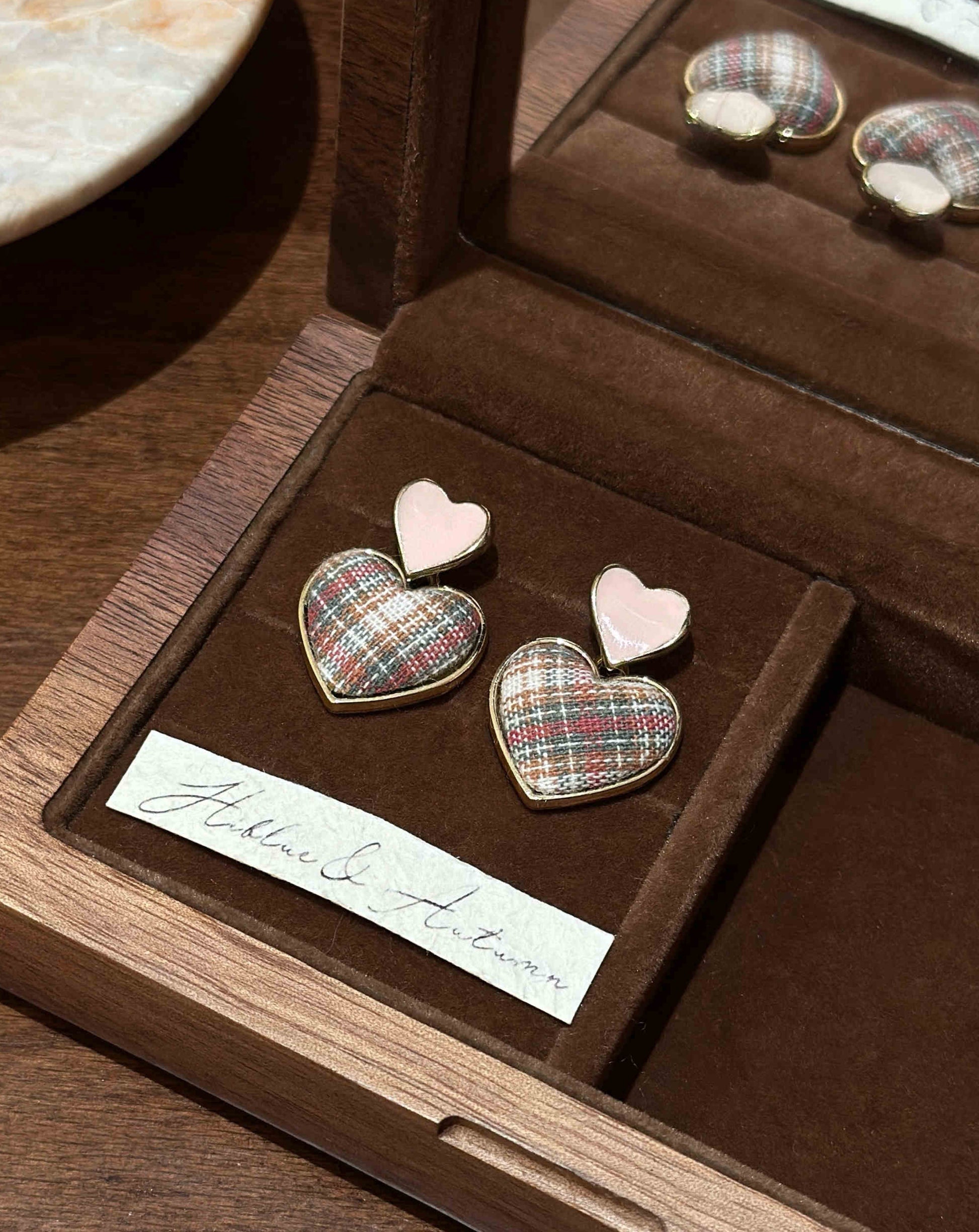 Preppy Heart Plaid Earrings