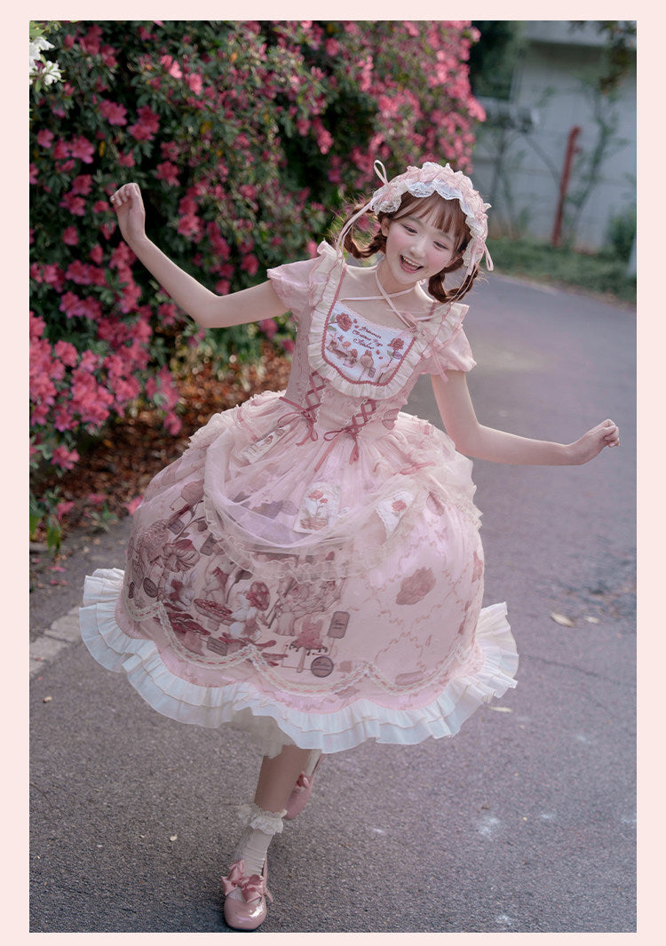 pink rabbit straps corset lolita dress