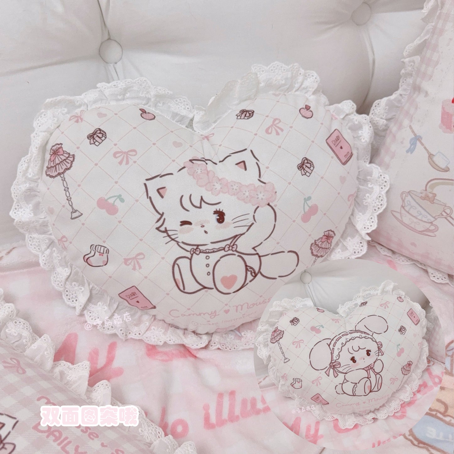 kawaii pink Pillow