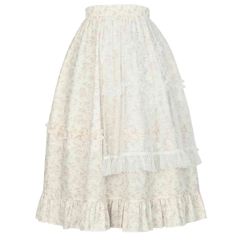 Floral Lace Splicing Skirt Set