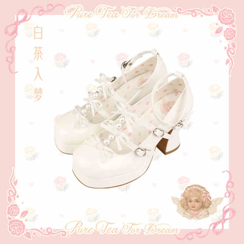 Bow Pearl Platform Lolita Shoes
