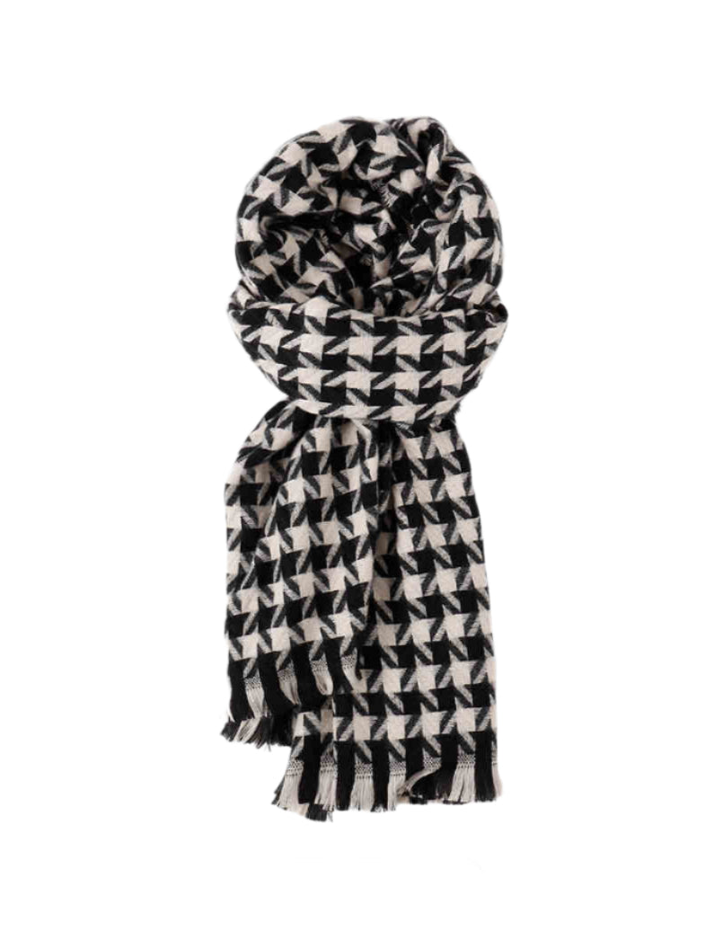 Preppy Black Houndstooth Scarf