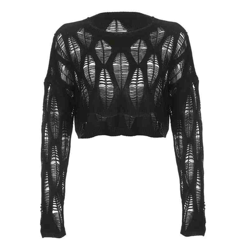 Acubi Goth Hollow Long-sleeved Top