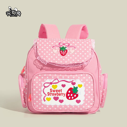 Embroidered Strawberry Lace Backpack