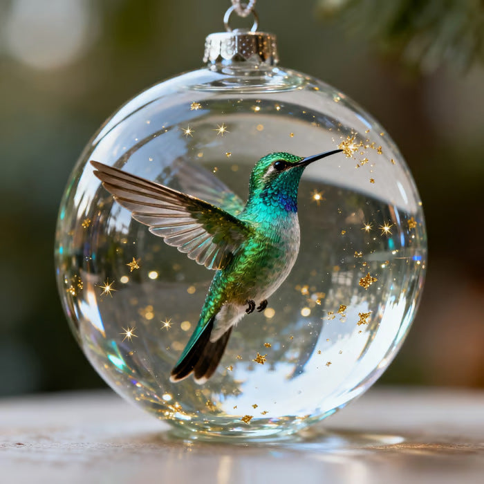 Nature’s Birds Crystal Glass Ornament Set