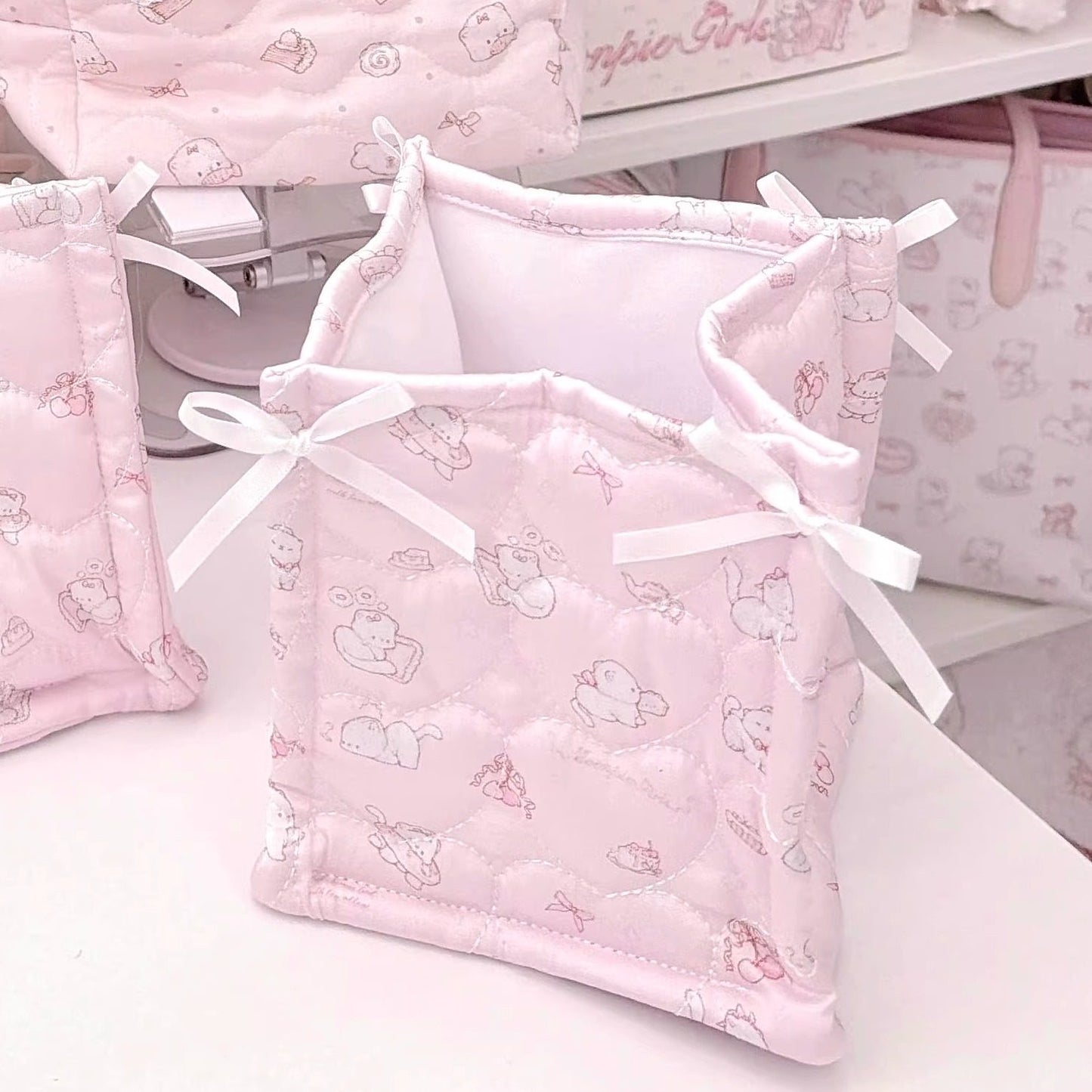 kawaii desktop storage basket