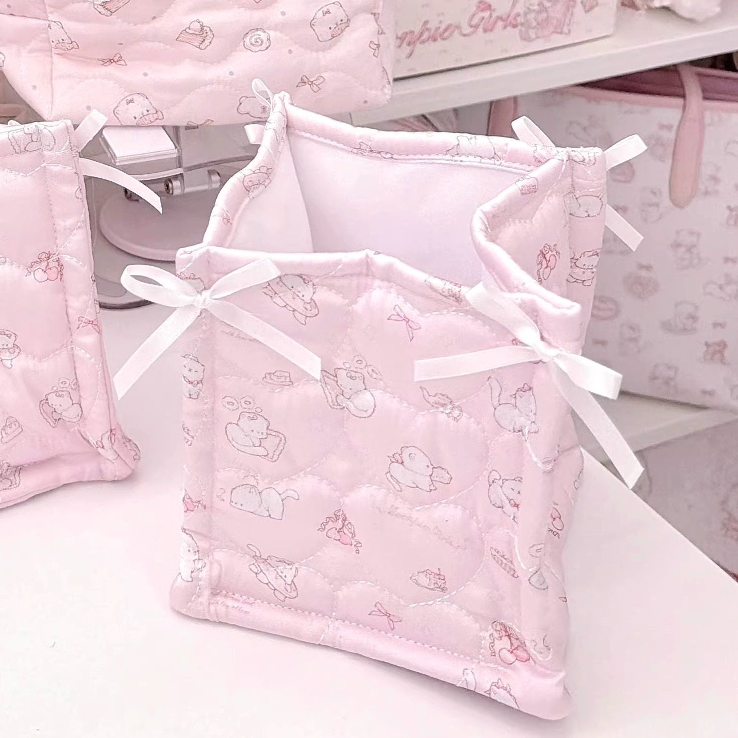 kawaii desktop storage basket