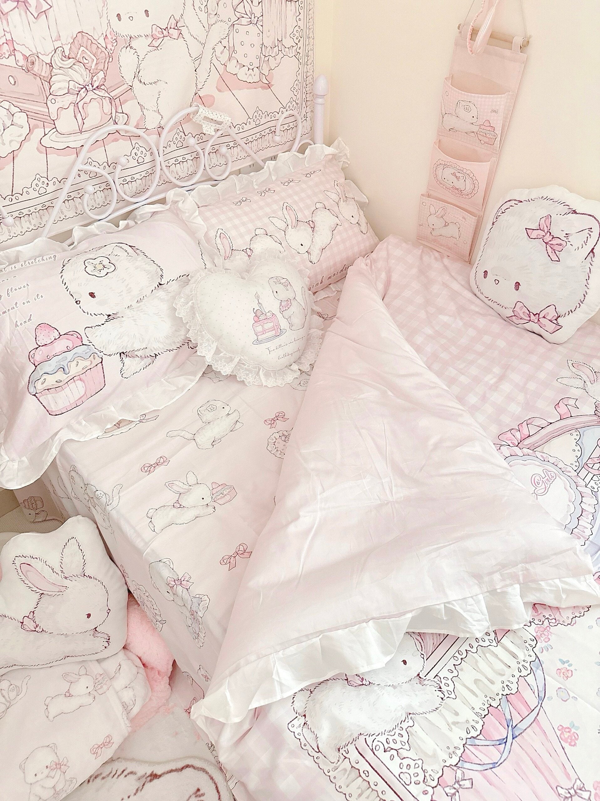 kawaii cat four-piece bed sheet and quilt cover set