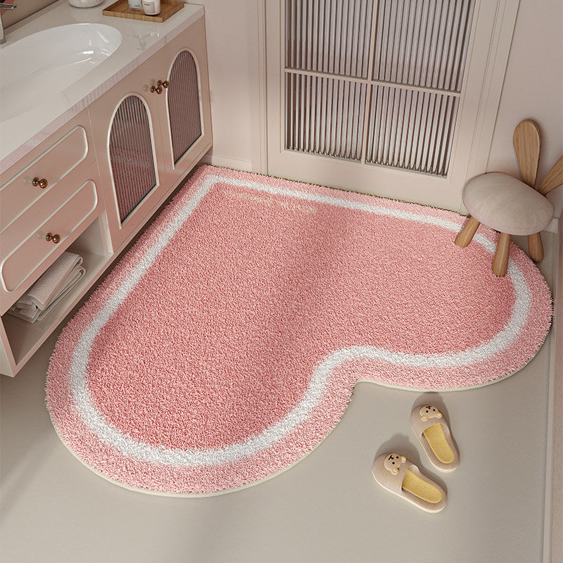 Pink love plush absorbent floor mat