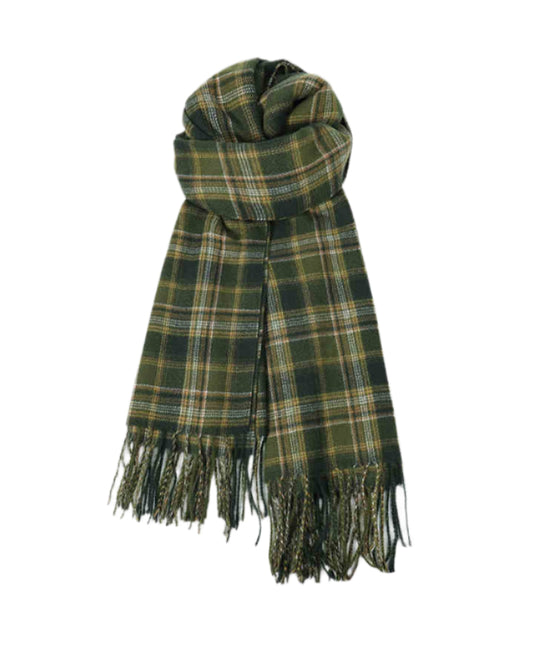 Preppy Retro Green Plaid Scarf