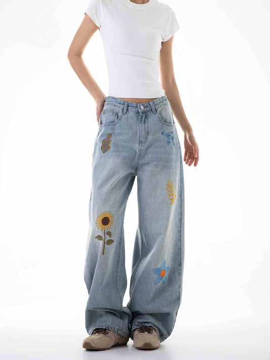 Indie Embroidered Baggy Jeans