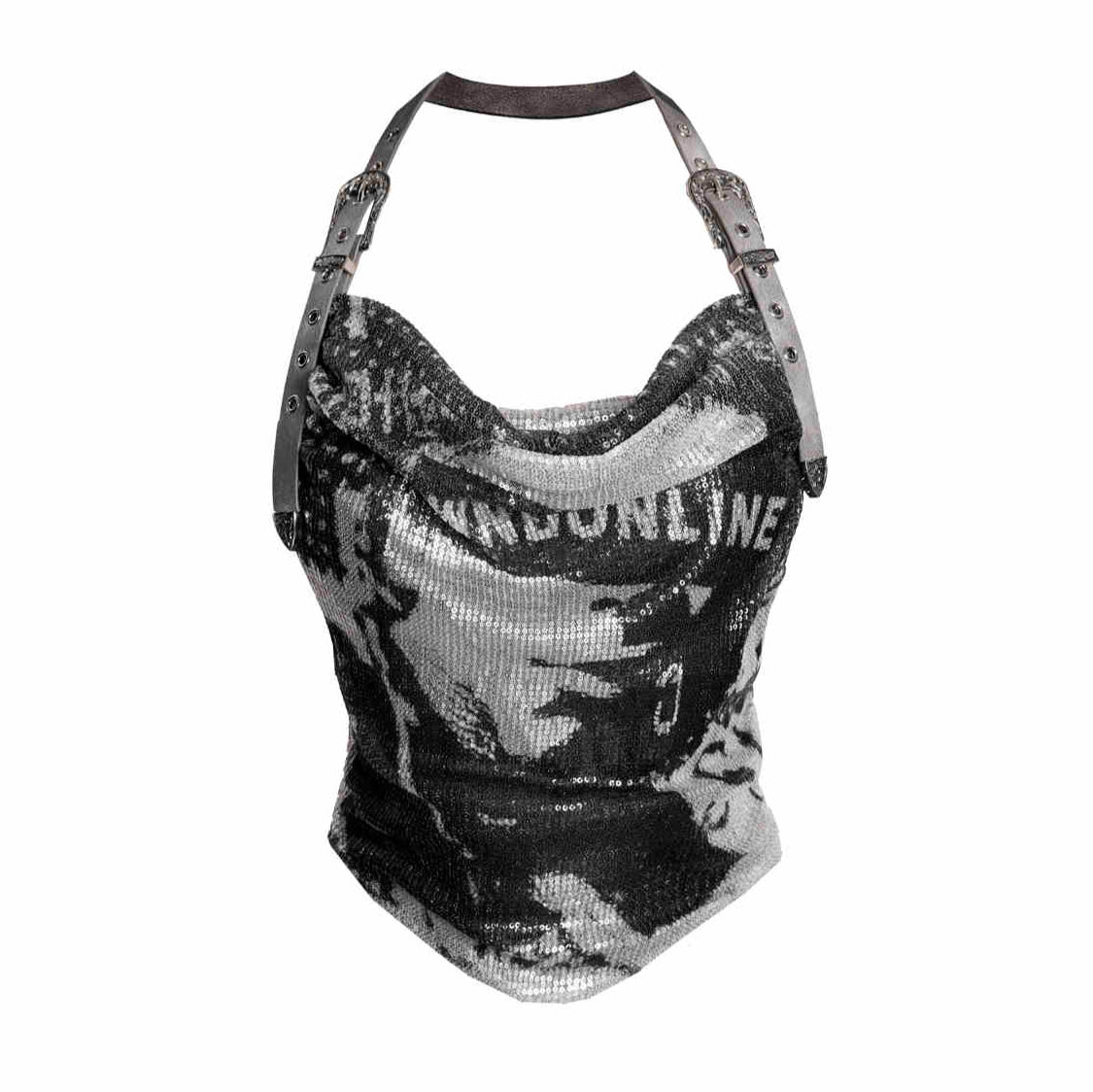 Y2K Sequin Punk Crop Top