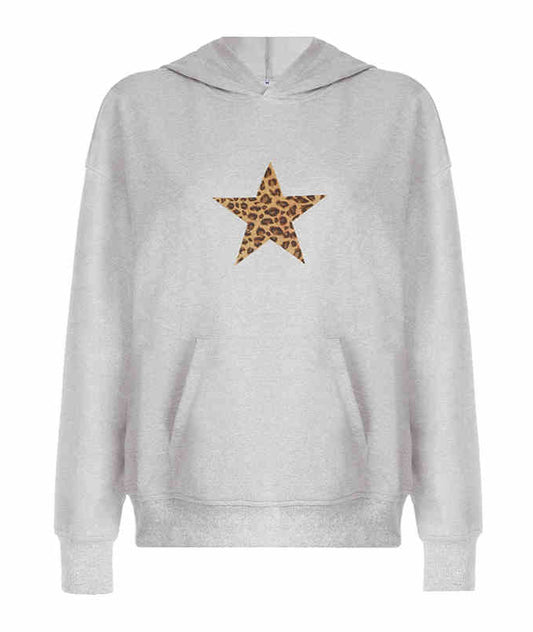 Y2K Street Leopard Print Star Hooded Sweatshirt