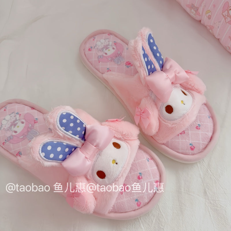 Cute girly heart velvet slippers