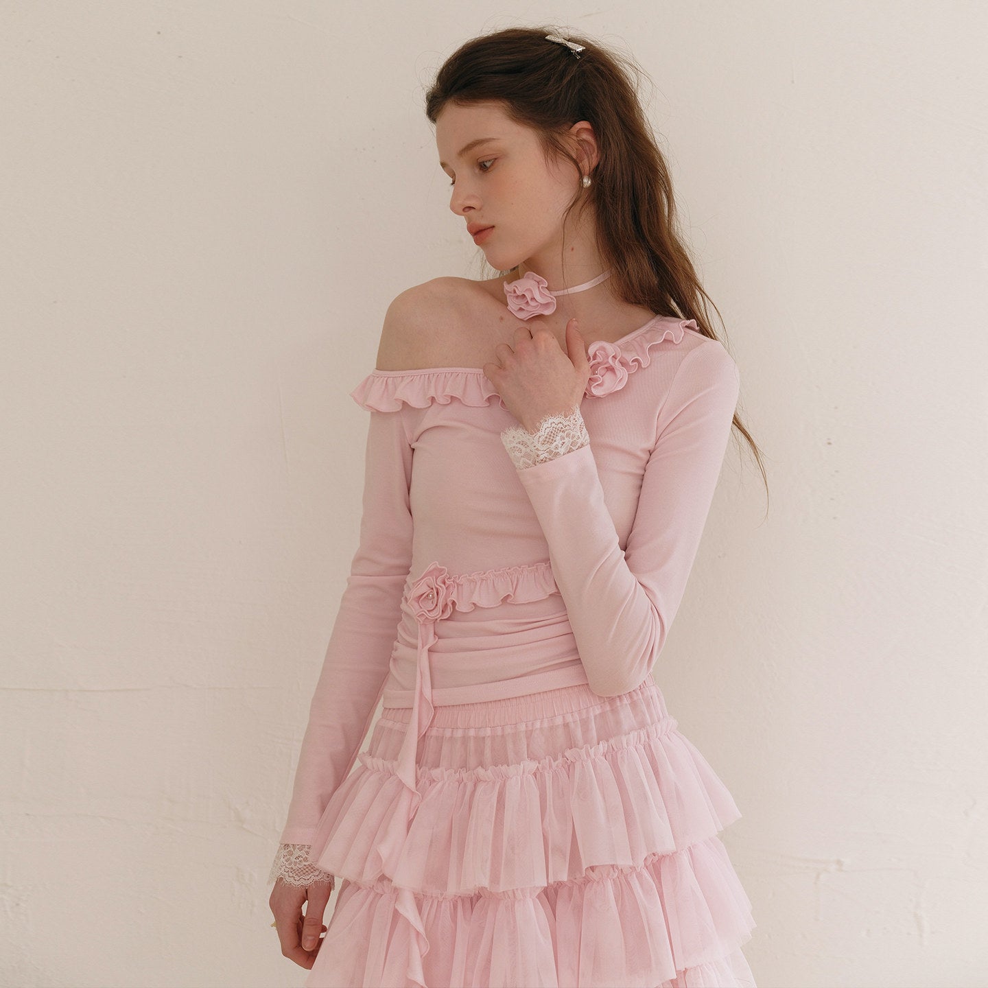 romantic rose long-sleeved top