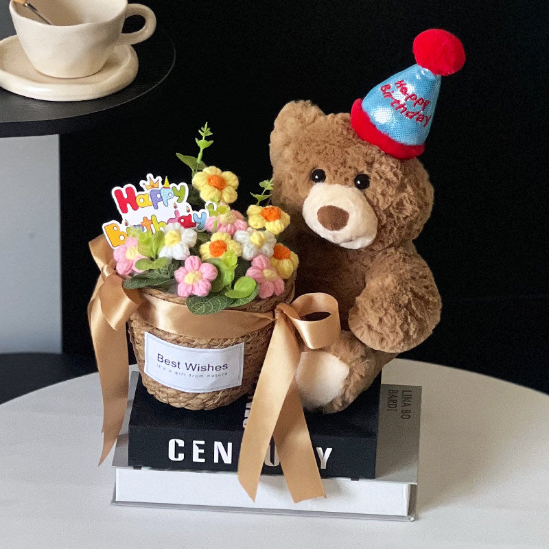 Christmas bear knitted bouquet