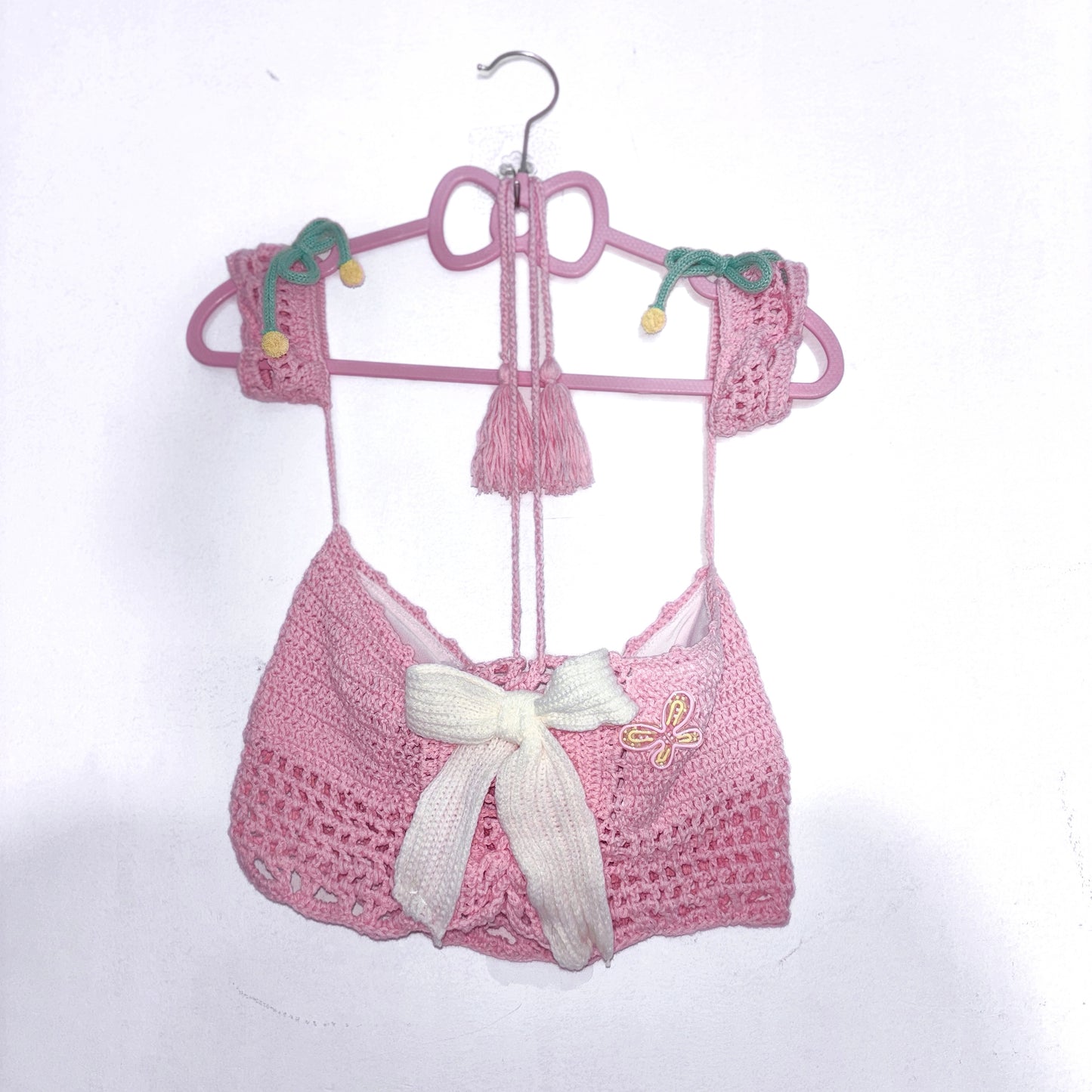 Strawberry Cream Handmade Wool Crochet Pink Coord